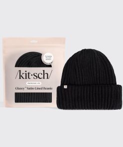 Glazey™ Satin-Lined Beanie in Black
