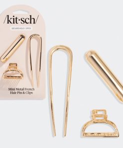 Gold Mini Metal French Hair Pin & Clips Set