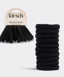 Black Ribbed Hair Elastics