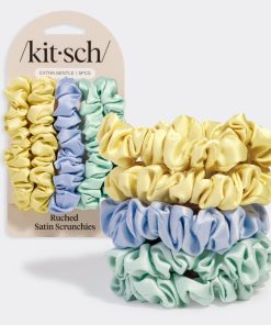 Coastal Cottage Multi-color Ruched Satin Scrunchies