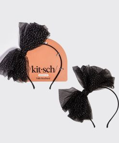 Black Glitter Tulle Headband