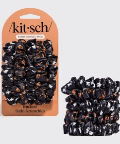 Ghosts & Pumpkins Ruched Satin Scrunchies 5pc Set