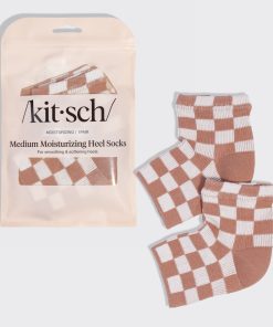 Terracotta Checker Moisturizing Heel Socks - Medium