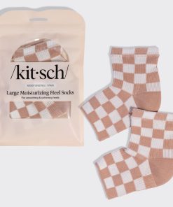 Terracotta Checker Moisturizing Heel Socks - Large