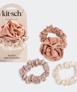 Terracotta Rosette Ruched Satin Scrunchies