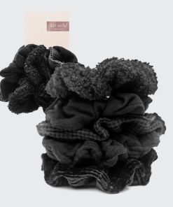 Assorted Textured Scrunchies in Black