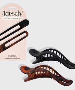 Black & Tort Curved Flat Lay Claw Clips 2pc Set