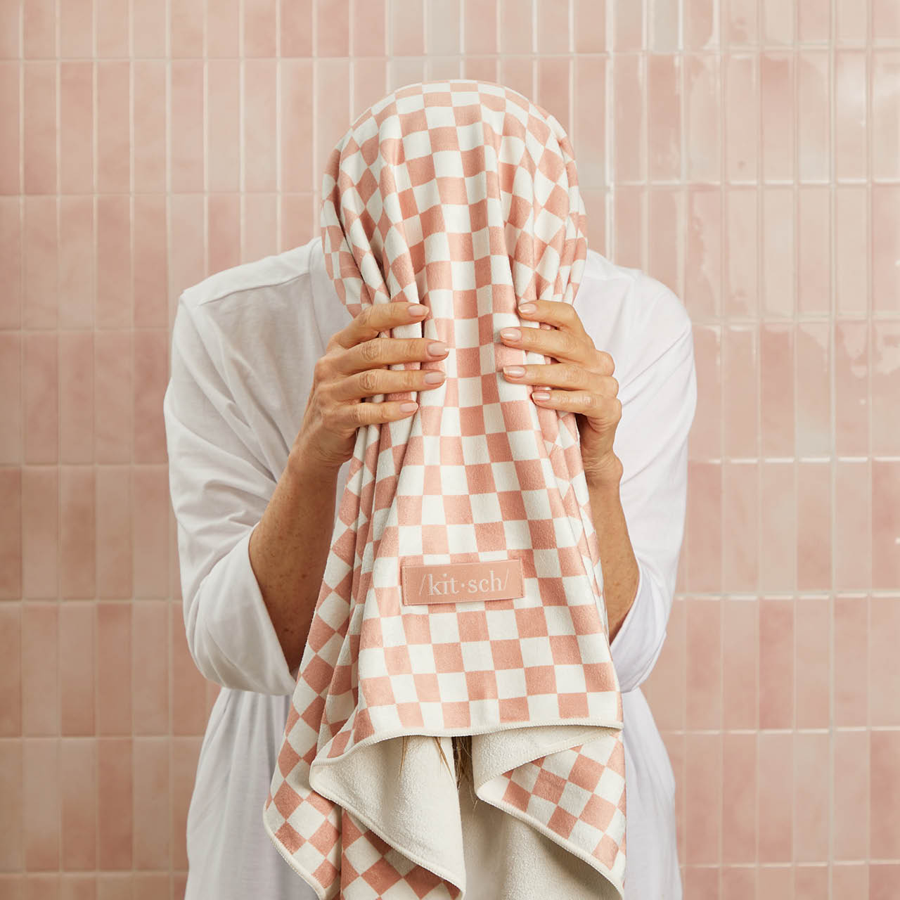 60695-XL-QuickDryHairTowelWrap-Model-Cleanse-TerracottaChecker-10-1280x1280px.jpg