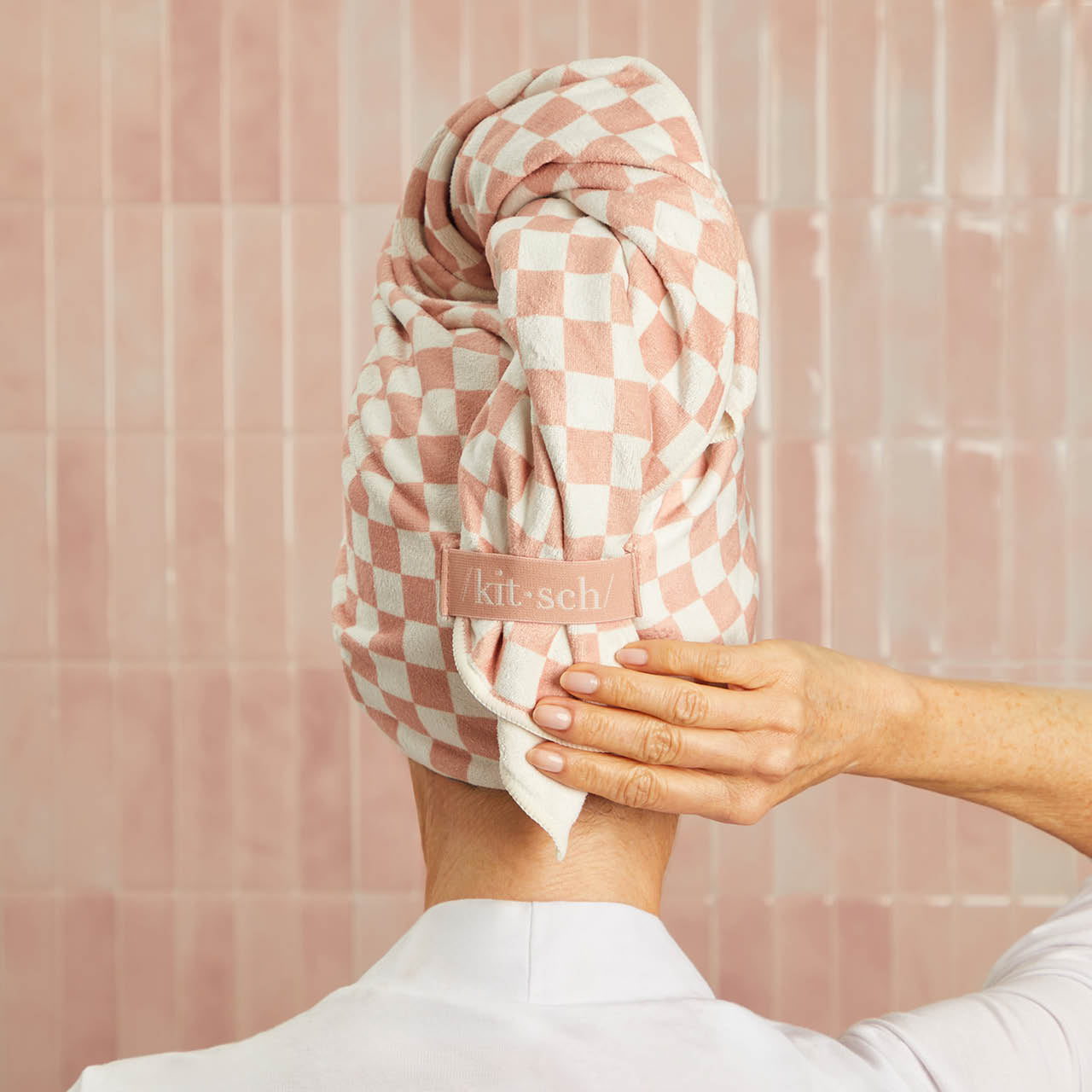 60695-XL-QuickDryHairTowelWrap-Model-Cleanse-TerracottaChecker-9-1280x1280px.jpg