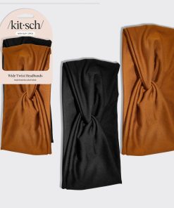 Black & Camel Wide Headbands 2pc Set
