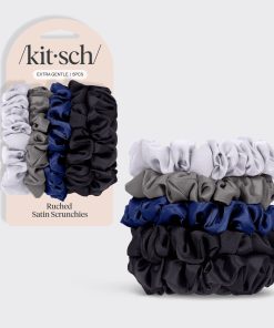 Midnight Satin Petite Scrunchies 5pc Set
