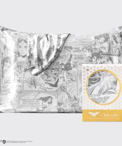 Kitsch x Wonder Woman Satin Pillowcase in Comic Print