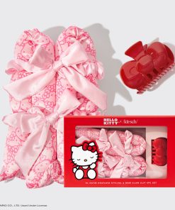 Hello Kitty x Kitsch XL Satin Heatless Styling & Bow Claw Clip 4pc Set
