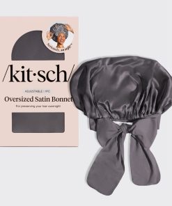 Charcoal Oversized Satin Bonnet