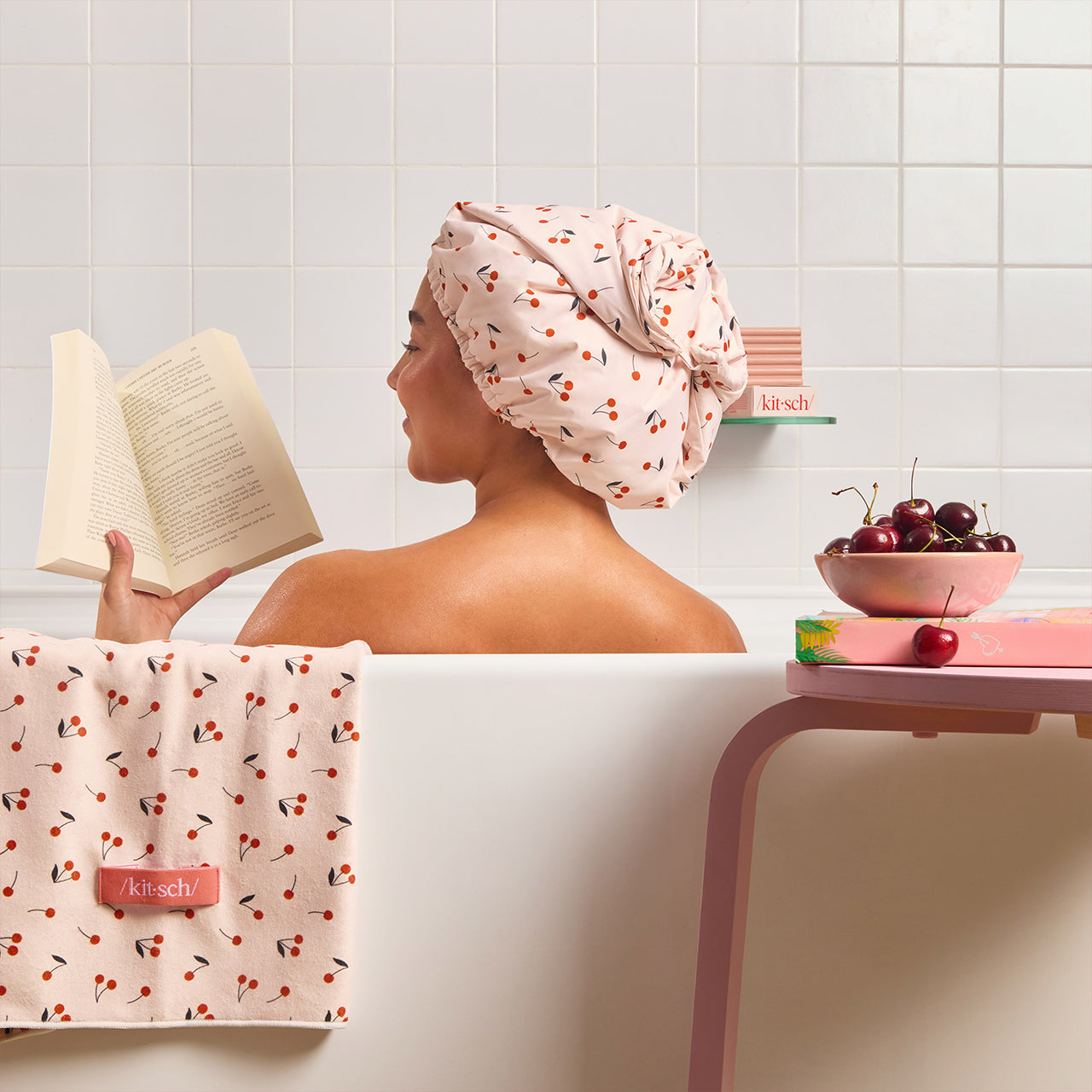 69957-69964-Satin-LinedFlexiShowerCap-XLHairTowelWrap-SeasonalCollection-CherryPrint-Model-1280x1280px_ad8797a6-b79b-4b25-94dc-ff3967073e61.jpg