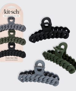 Black & Moss Chain Claw Clips 3pc Set