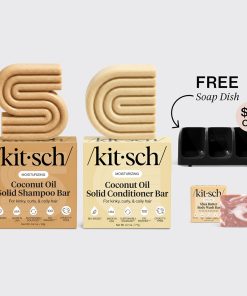 Moisturizing Coconut Oil Black Self Draining Soap Dish Bundle